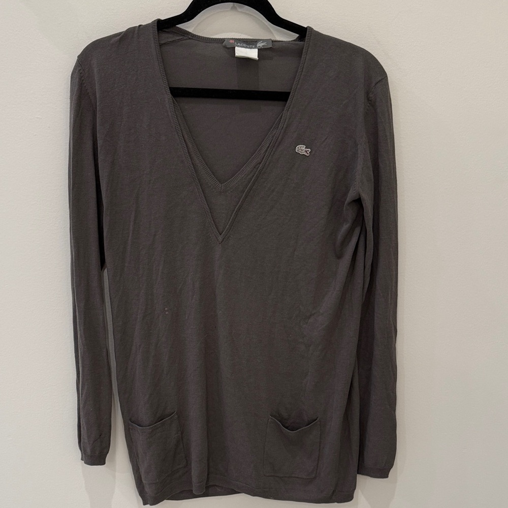 Lacoste Charcoal V-Neck Pullover